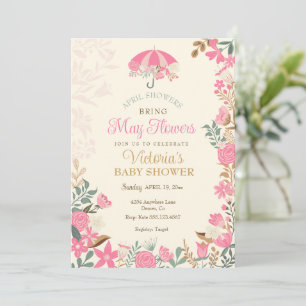 April Showers Bring May Flowers Spring Baby Shower Invitation