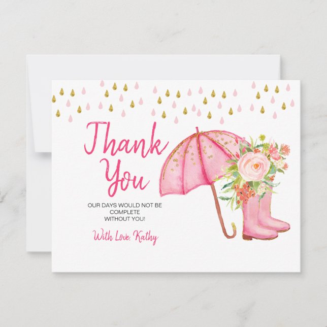 April Showers Bring May Flowers Thank You Card (Front)