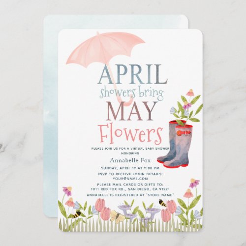 April Showers Bring May Flowers Virtual Shower Invitation