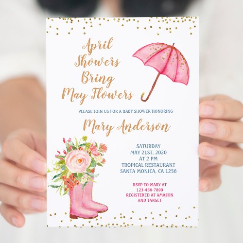 April Showers Bring May Flowers watercolor Invitation