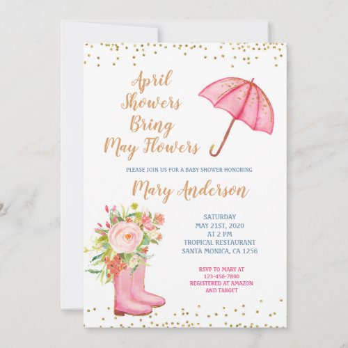 April Showers Bring May Flowers watercolor Invitation