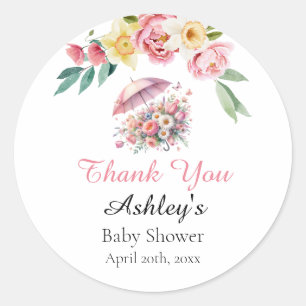 April Showers Brings May Flowers Baby Shower Favor Classic Round Sticker