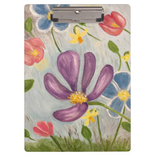 April Showers. Colorful, Abstract Floral Art Clipboard