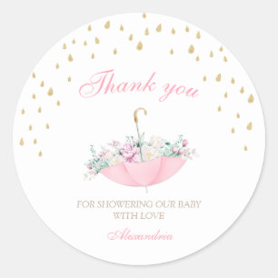 April Showers may umbrella floral Baby shower  Classic Round Sticker