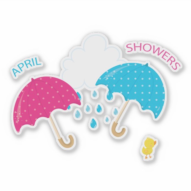 April Showers Rain Cloud Umbrellas Sticker (Front)
