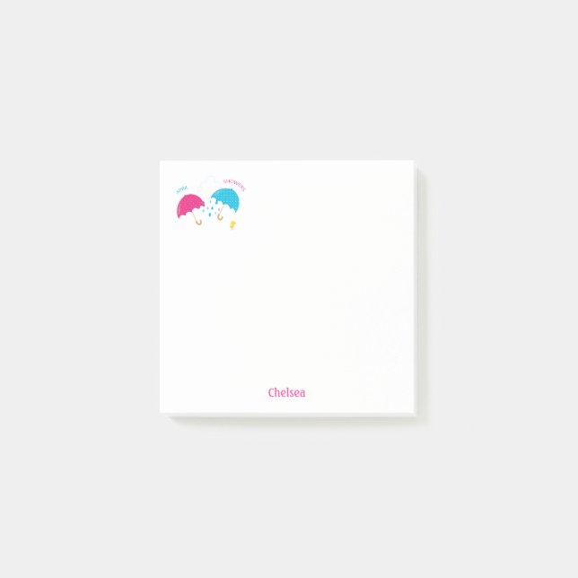 April Showers Rainy Day Umbrellas with Name Post-it Notes (Front)