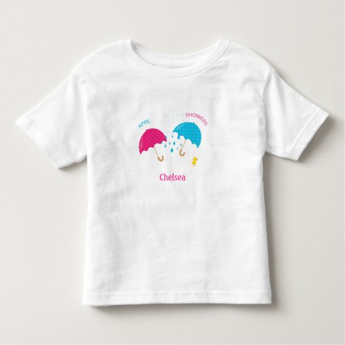 April Showers Rainy Day Umbrellas with Name Toddler T_shirt