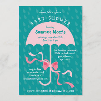 “April Showers” Umbrella Girl Baby Shower Invitati Invitation
