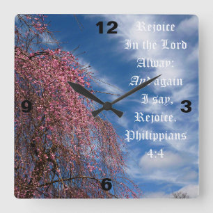 April Sky with Leviticus 11:44 Square Wall Clock