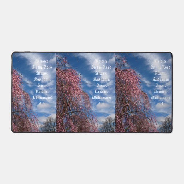 April Sky with Philippians 4:4 Desk Mat (Front)