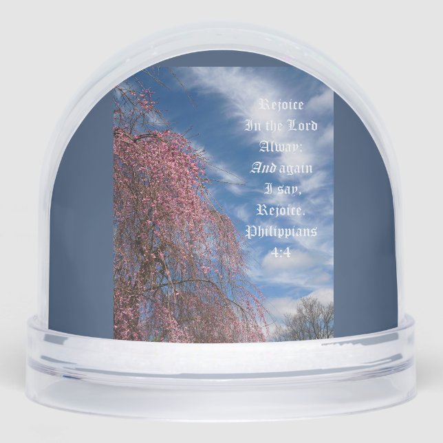 April Sky with Philippians 4:4 Snow Globe (Front)
