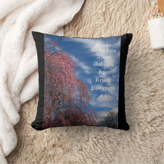 April Sky with Philippians 4:4 Throw Pillow
