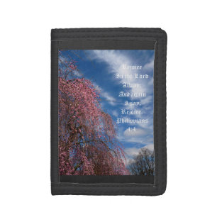 April Sky with Philippians 4:4 Tri-fold Wallet