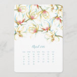 April Stand Alone Calendar Magnolia<br><div class="desc">Decorate your home office desk with my nautical stand alone calendar cards. These April 2024 cards were designed using my original watercolor white magnolia florals. Order refills for each month and display them in a photo frame or using a small easel stand. They also make great April wedding save the...</div>