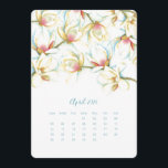 April Stand Alone Calendar Magnolia<br><div class="desc">Bring a touch of elegance to your workspace with this April 2026 calendar card from my 2026 calendar collection. Featuring my original watercolor design of delicate white magnolia flowers, this cute stand-alone calendar is perfect for brightening up your desk top calendars. Display it on a small easel desk calendar stand...</div>