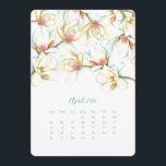 April Stand Alone Calendar Magnolia<br><div class="desc">Bring a touch of elegance to your workspace with this April 2026 calendar card from my 2026 calendar collection. Featuring my original watercolor design of delicate white magnolia flowers, this cute stand-alone calendar is perfect for brightening up your desk top calendars. Display it on a small easel desk calendar stand...</div>