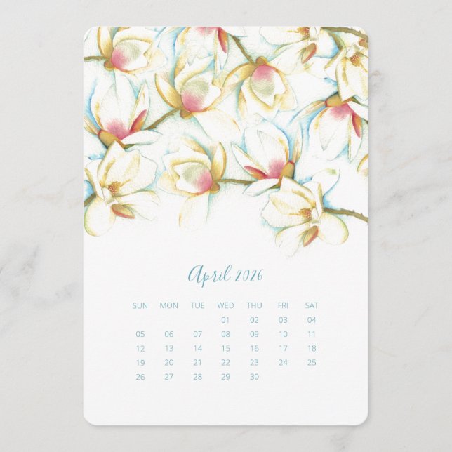 April Stand Alone Calendar Magnolia (Front)