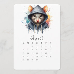 April Stand-Alone Calendar Mouse Mice Splash Art