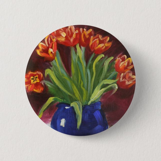 "April Tulips" Pinback Button (Front)
