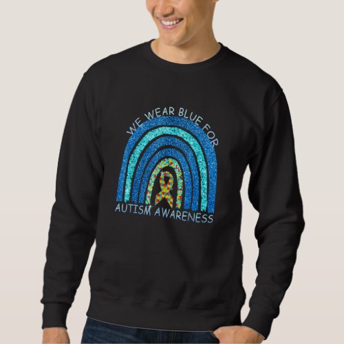 April We Wear Blue Autism Awareness Rainbow Puzzle Sweatshirt
