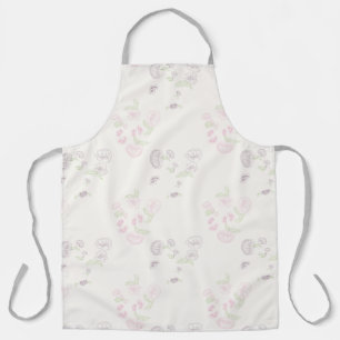 Apron Allover print Pink Purple Water Lily Foral 