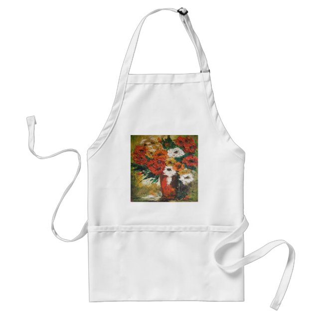 Apron Ann Hayes Painting Red Flowers Mixed (Front)