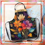 APRON - Beautiful &amp; Colorful Flowers + Monogram