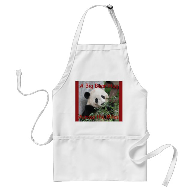 Apron, Big Bear Hug Across the Miles, White Adult Apron (Front)