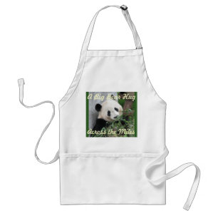 Apron, Big Bear Hug Across the Miles, White Adult Apron