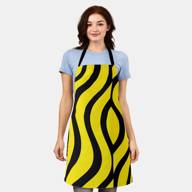 Apron Black & Yellow Wave Art (Worn)