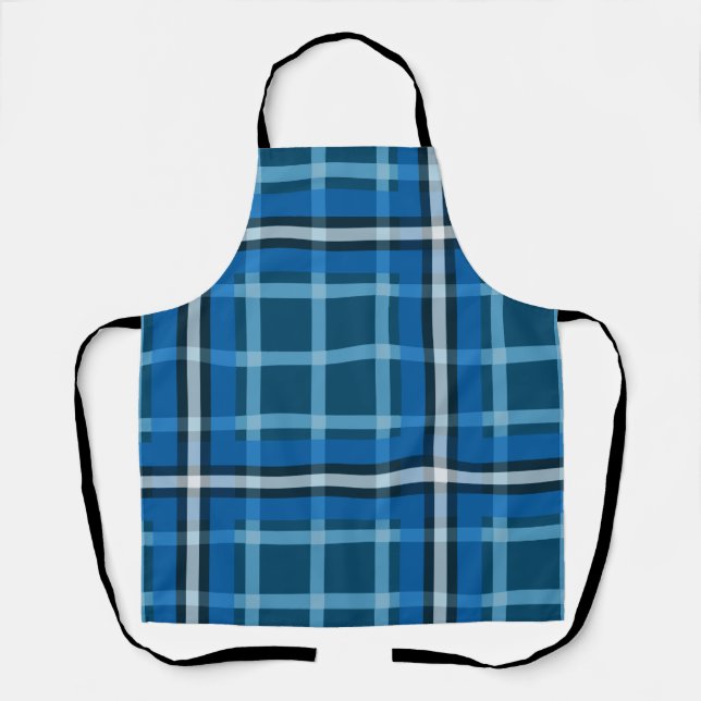 Apron Blue Tartan Plaid Check Pattern (Front)