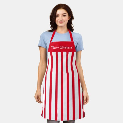 Apron Cafe Red and White Stripe Merry Christmas