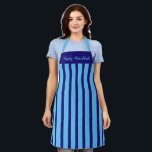 Apron Cafe Stripe Blue Happy Hanukkah<br><div class="desc">This apron is shown as is in a bold sky blue and sapphire blue stripe print. Text of Happy Hanukkah on the top.
Color: Sky blue/sapphire blue   Straps: Sky blue

Customize this item or buy as is. You can choose another strap color.




Stock Image</div>