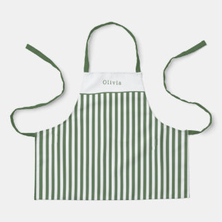 Apron Children - Personalised Forest Green Stripe.
