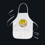 Apron Children Zeevie and Friends for Hanukkah Y<br><div class="desc">A Hanukkah Yellow and Pink, children's apron. This "Zeevie and Friends" apron makes a wonderful gift for any child this Chanukah. Use it for baking, crafts or play to make any child's day! Personalize by deleting text, and adding your own. Choose your favorite font style, color, and size. There are...</div>
