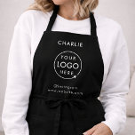 Apron Company Logo | Employee Staff Name Aprons<br><div class="desc">Create a custom apron with your own logo, slogan, website, or business details using this clean modern design. Perfect for cafés, bakeries, salons, florists, makers, pop ups, market stalls, and small business owners, this personalized apron helps your branding look polished while keeping the design easy to read. The minimalist layout...</div>