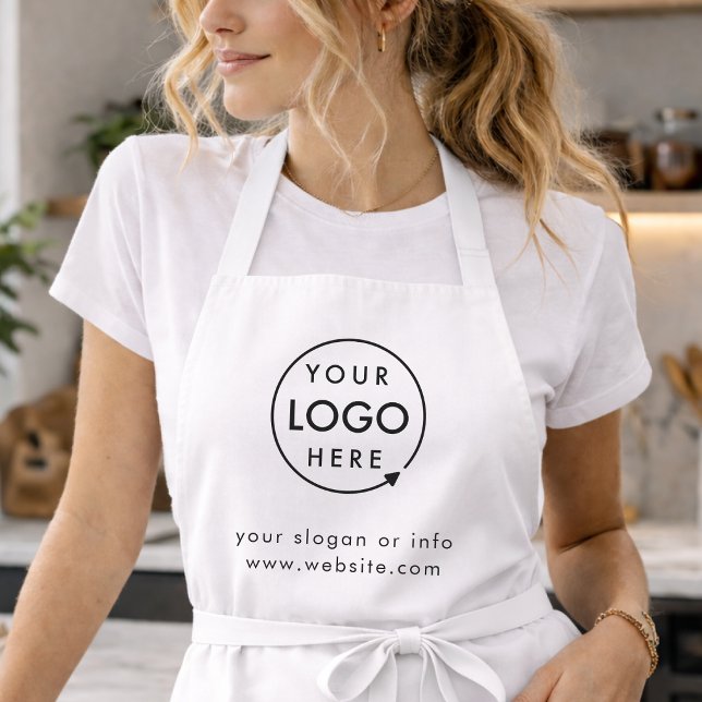 Apron Custom Logo Upload | Business Branded Aprons (Minimalist company branded aprons for your store or salon team apparel employee brand uniform.)