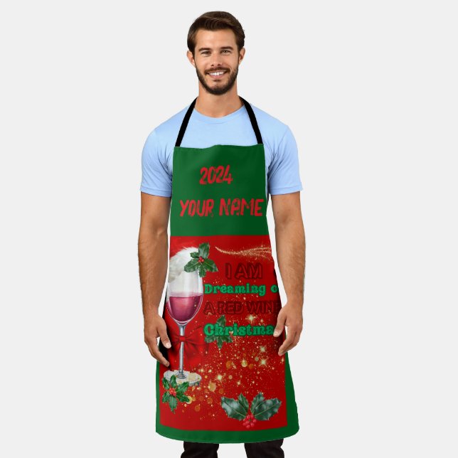 Apron Dreaming of a Red Wine Christmas (Worn)