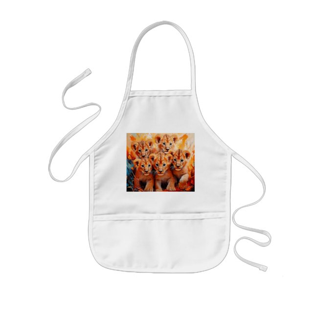 Apron- Five Lion Cubs Artwork Kids' Apron (Front)