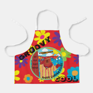 Apron Flowered Camp Happy Bear All Over Print