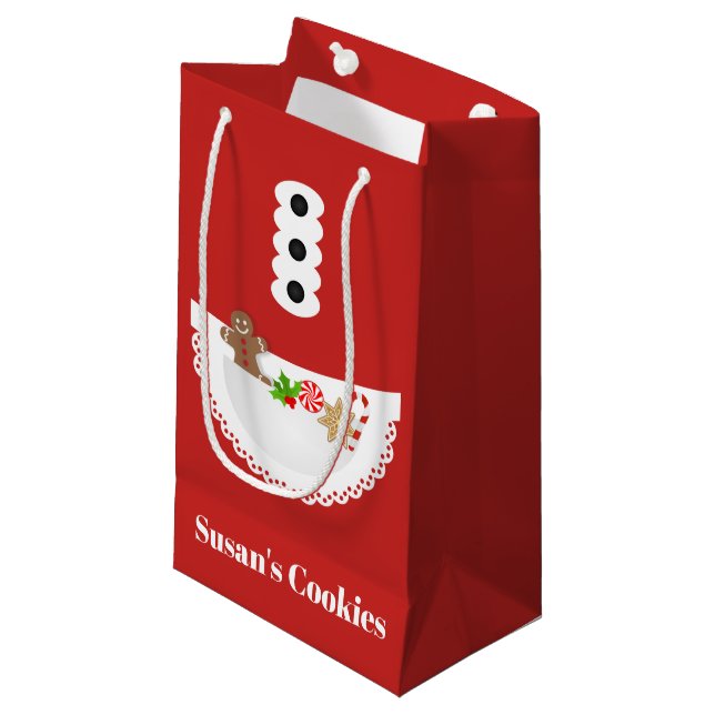 Apron gingerbread Christmas cookie exchange party Small Gift Bag (Front Angled)