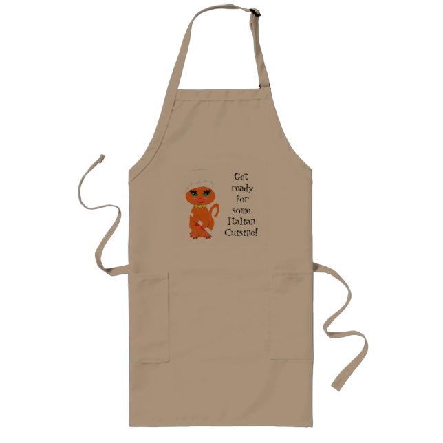 Apron  Humorous Kitty Kat Italian Chef (Front)