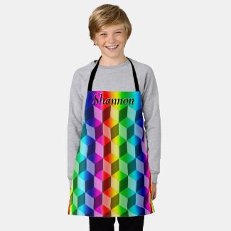 Apron - Illusion of Rainbow Blocks with Name