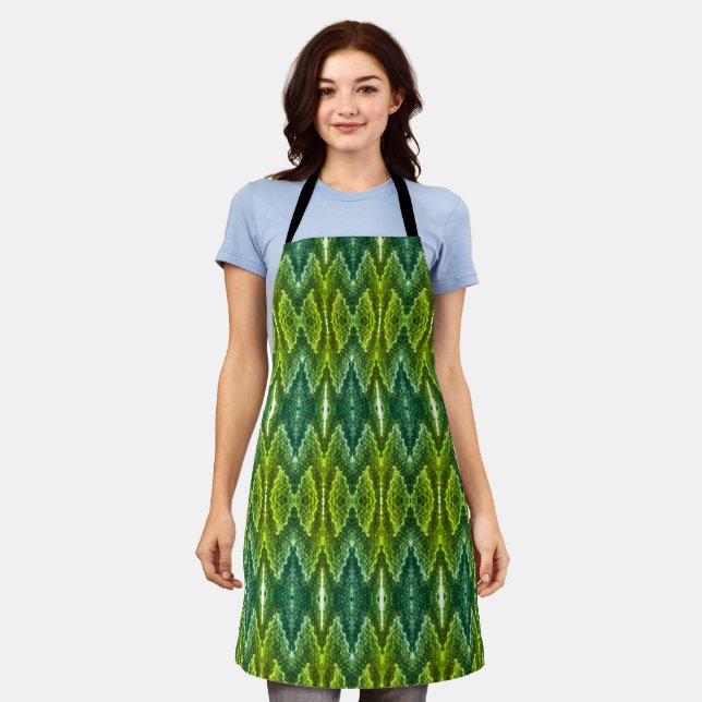 Apron - Kaleidoscope Pattern in Greens (Worn)
