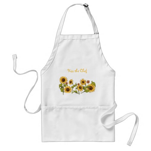 Apron _ Kiss the Chef Sunflowers w editable text