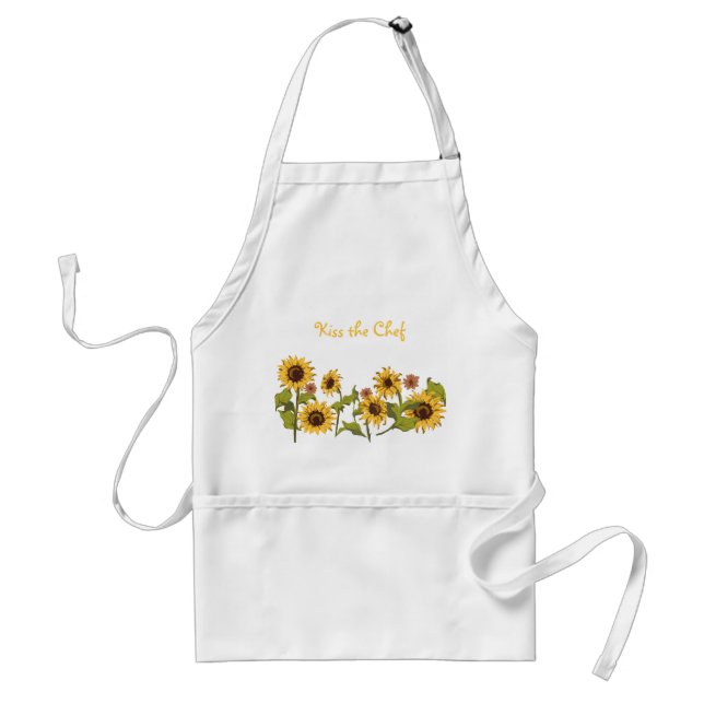 Apron - Kiss the Chef Sunflowers w/ editable text (Front)