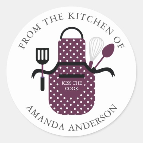 Apron Kiss the Cook From the Kitchen of Classic Round Sticker