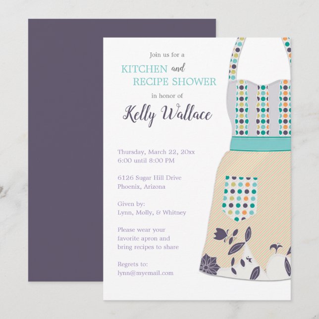 Apron Kitchen and Recipe Bridal Shower Invitation (Front/Back)