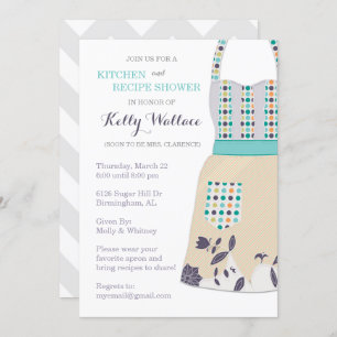 Apron Kitchen and Recipe Shower Invitation