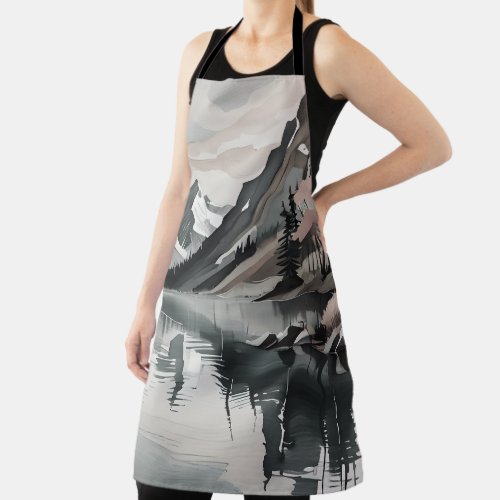 Apron L TEE Mountain Lake Scene graphic